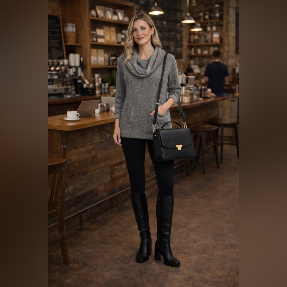 Eileen Fisher Gray Cowl Neck Sweater